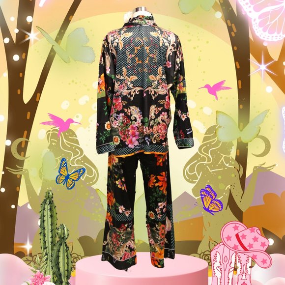 Johnny Was Long Sleeve Pj Set Pocca Floral Home Lounge Pajama New - Picture 2 of 5